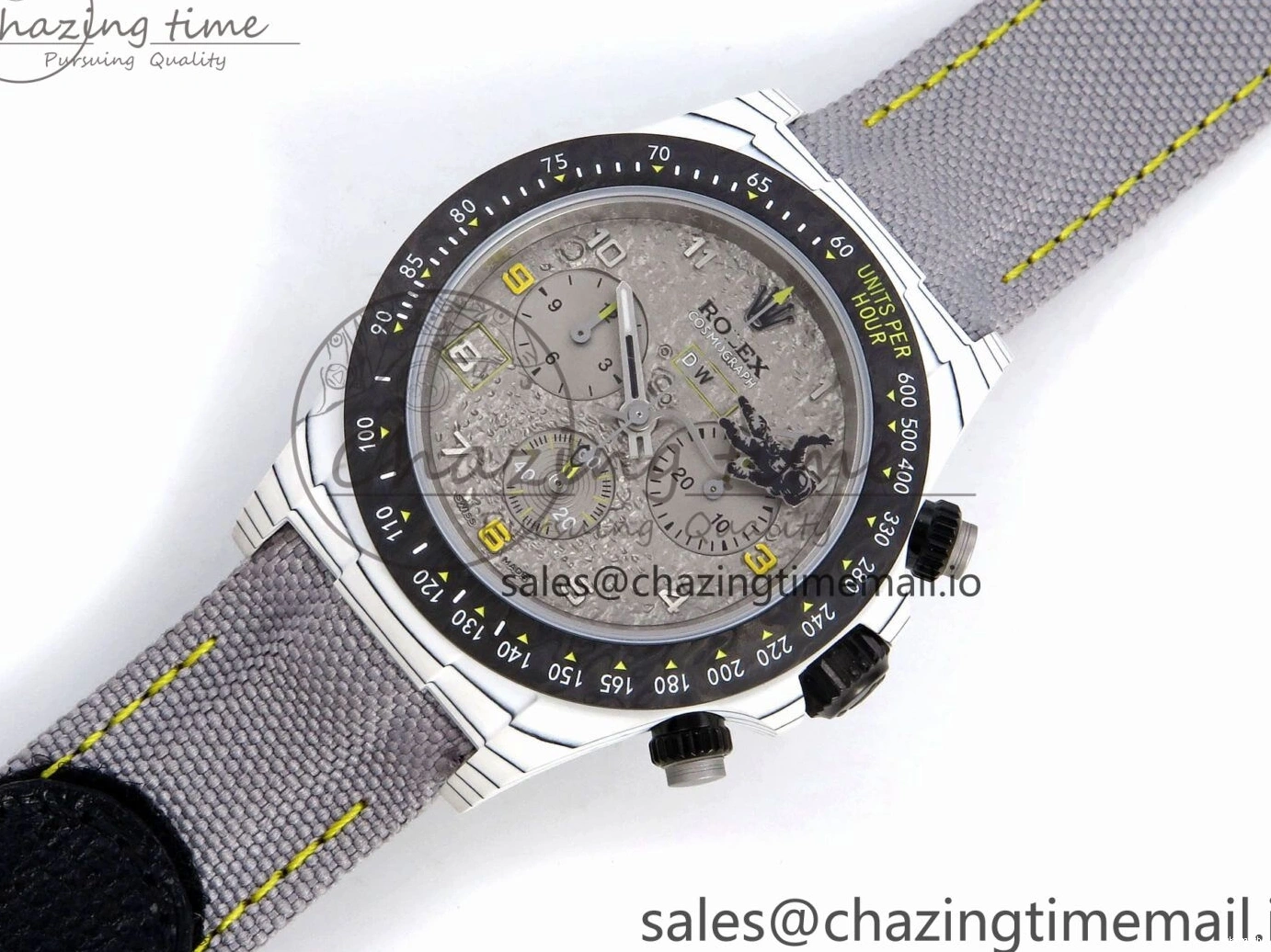 Clone Gray Gray Dial Space DIW Daytona Nylon Mission Textured Strap A4130 on 0228